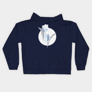 white blue gray parrot tulip Kids Hoodie